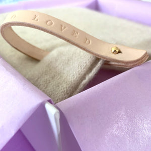 cashmere shawl with personalised leather band