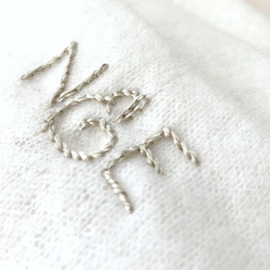 pure cashmere monogram on cashmere bridal shawl