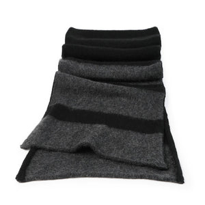 cashmere black and grey striped scarf