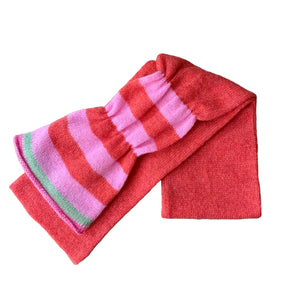 Red and pink striped cashmere scarf