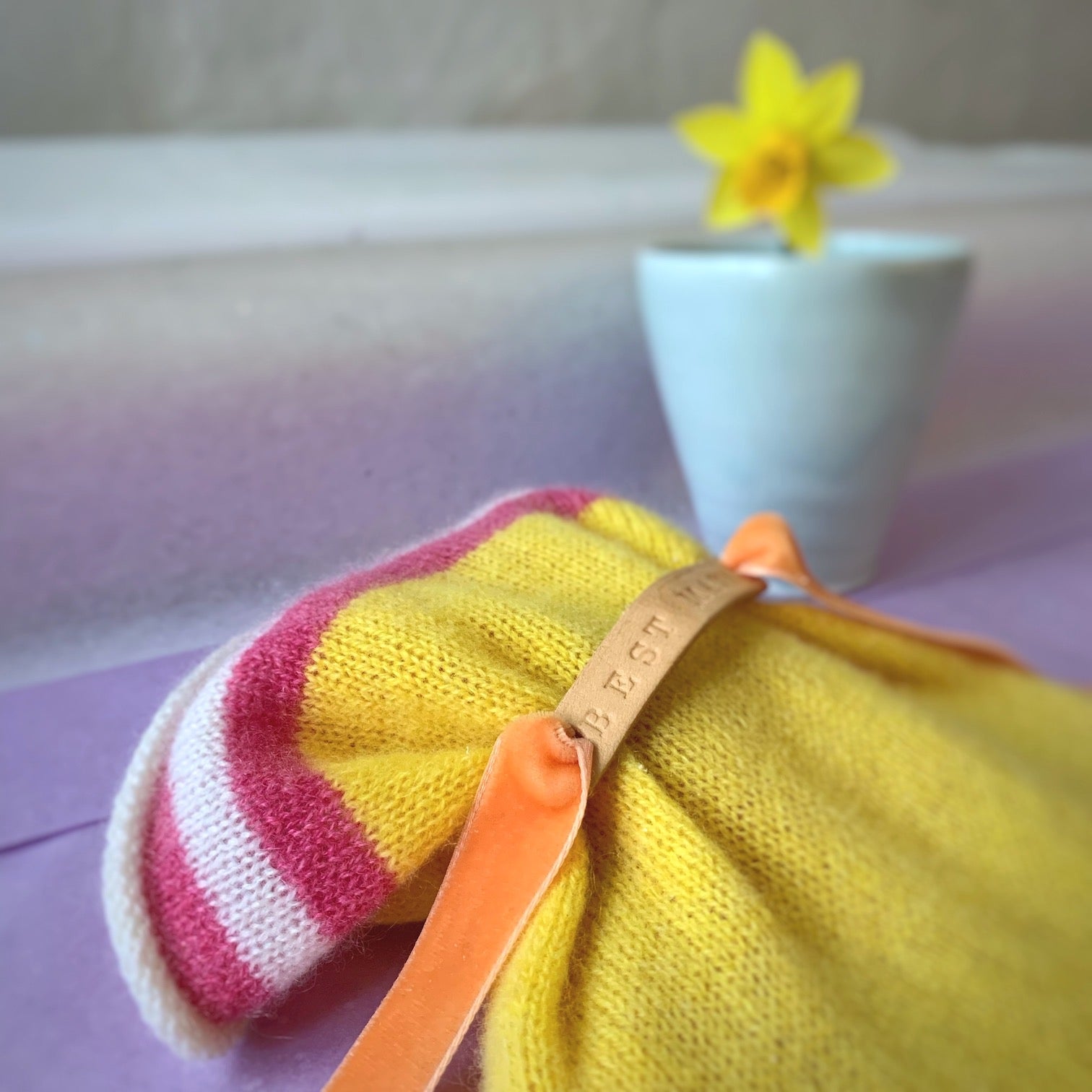 Cashmere Hot Water Bottle with Candy Stripe